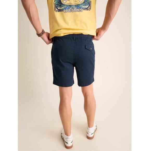 NEW CHUBBIES Men's Navy The Armadas 7" Flat Front Stretch Twill Shorts Size 33 - Picture 2 of 7